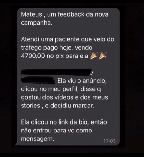 Mensagem de cliente sobre paciente do tráfego